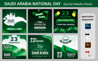 Saudi Arabia National Day In September 23 Th. Ksa Flag. Happy Independence Day Social Banner