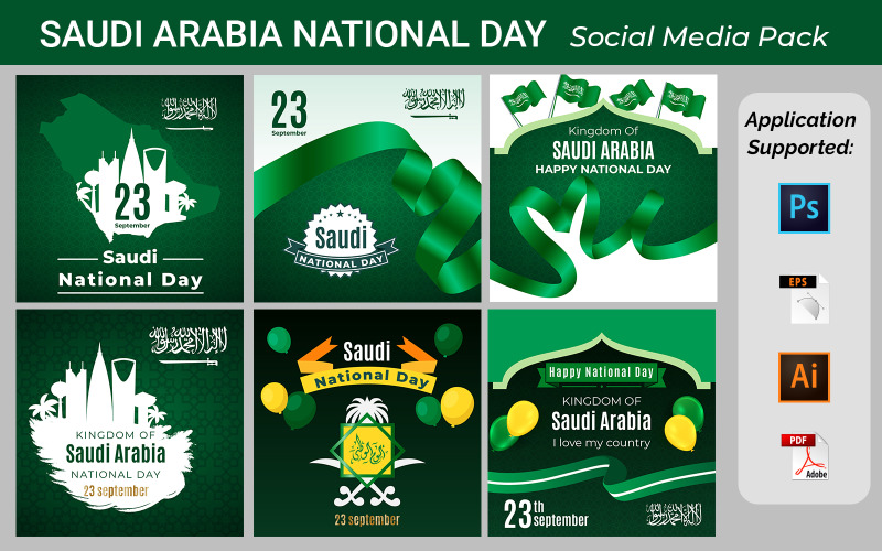 Saudi Arabia (National Day) Independence Day Vector Template Design Illustration Social Banner Social Media