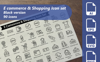 E Commence and Shopping Line Icon Set