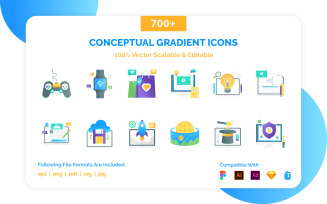 700+ Conceptual Gradient Iconset template
