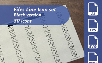 Files Line Icon Set Template