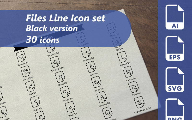 Files Line Icon Set Template