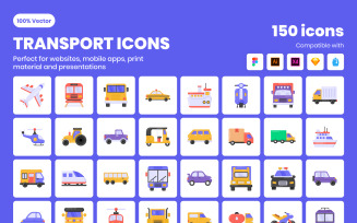 150 Flat Transport Iconset template