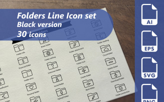 Folders Line Icon Set Template