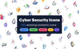 Isometric Cybersecurity Iconset template