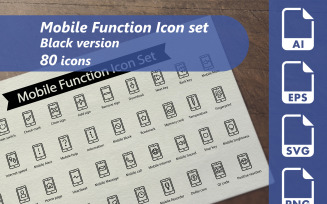 Mobile Function Line Icon Set Template