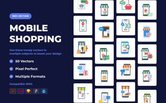 50 Mobile Shopping Vector Iconset template