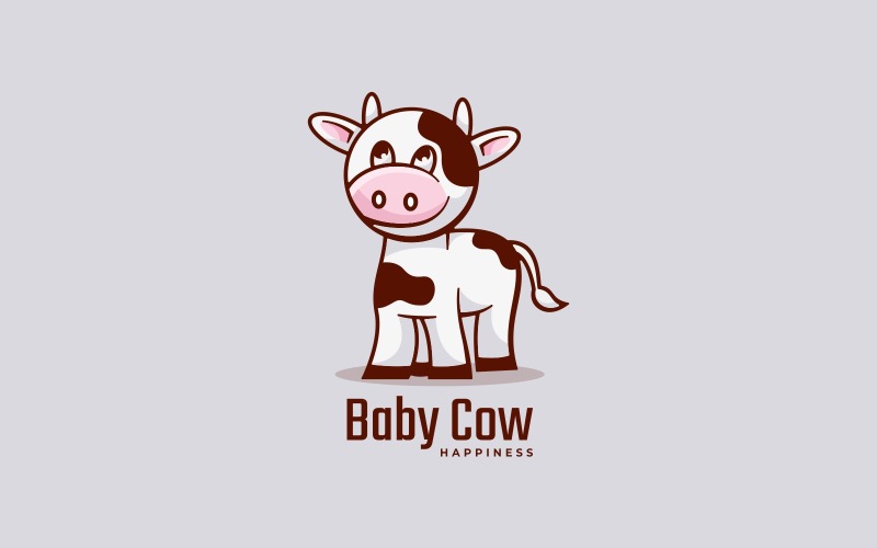 Baby Cow Simple Mascot Logo Logo Template