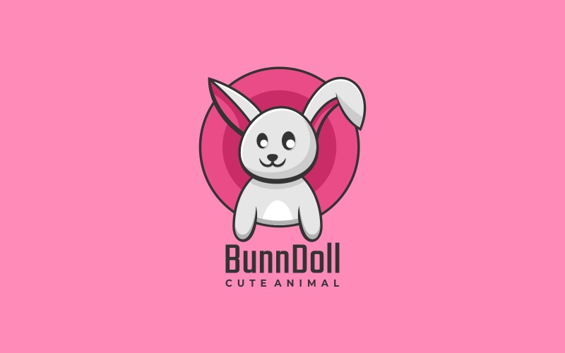 Bunny Doll Simple Mascot Logo Logo Template