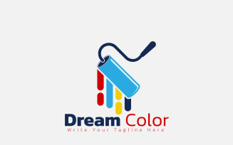 Colorful Brush Real Estate Logo Design Concept For House Paint Logo