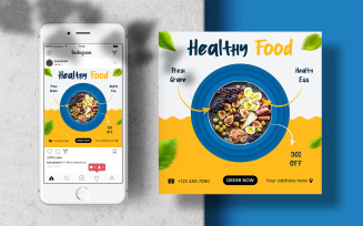 Healthy Food Instagram Post Banner Template Social Media
