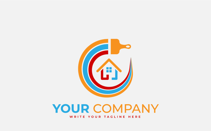 House Painting Logo Design, Concept For Home Decoration, Painting Service, House Construction Logo Template