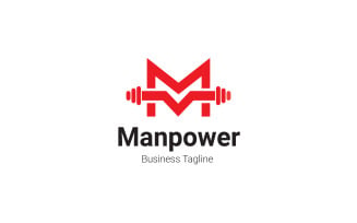 M Letter Manpower Logo Design Template