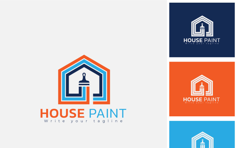 Minimal House Painting Logo Design, Concept For Home Decoration Logo Template