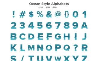 Ocean Style Alphabet, Abc Typography