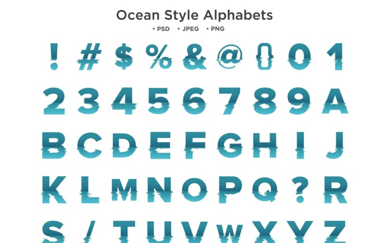 Ocean Style Alphabet, Abc Typography Illustration