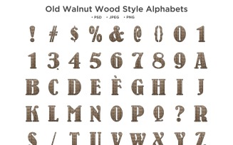 Old Walnut Wood Style Alphabet, Abc Typography