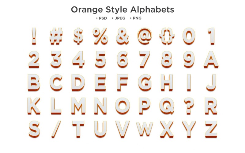 Orange Style Alphabet, Abc Typography Illustration