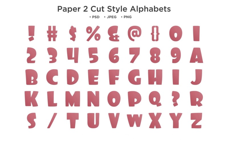 Paper 2 Cut Style Alphabet, Abc Typography Illustration