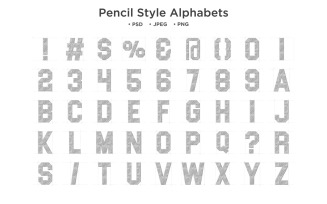 Pencil Style Alphabet, Abc Typography