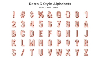 Retro 3 Style Alphabet, Abc Typography