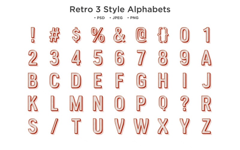 Retro 3 Style Alphabet, Abc Typography Illustration