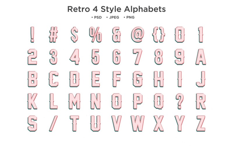 Retro 4 Style Alphabet, Abc Typography Illustration