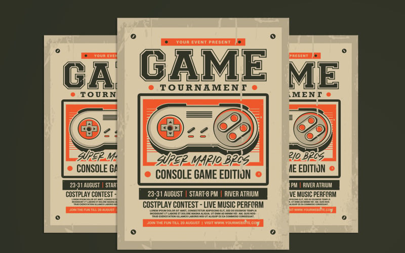 Retro Game Tournament Flyer Corporate Identity