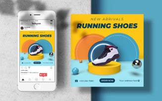 Running Shoes Instagram Post Template Banner Social Media