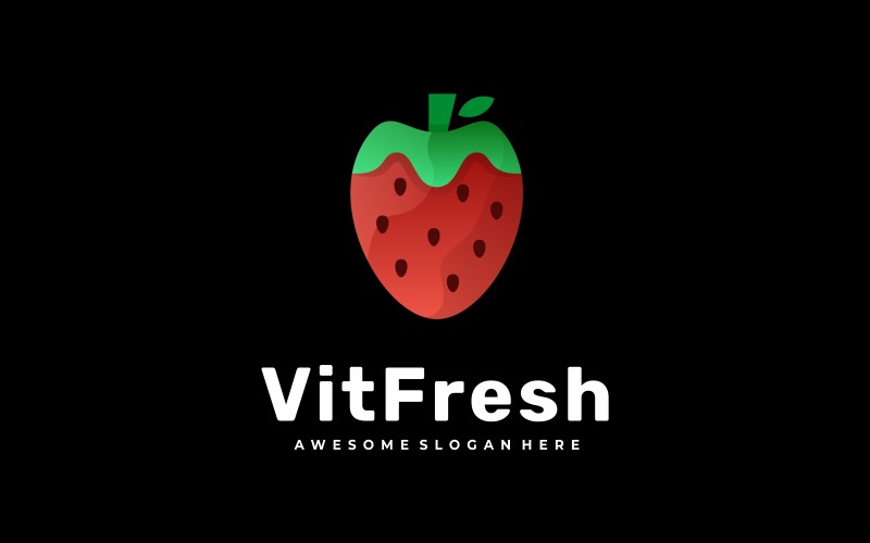 Strawberry Vit Fresh Gradient Logo Logo Template