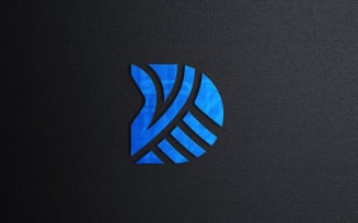Embossed Blue Sign Logo Mockup on Black Wall