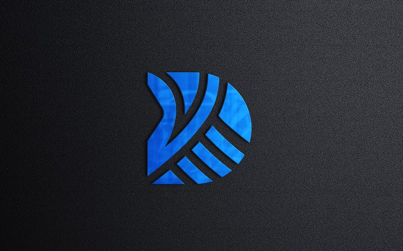 Embossed Blue Sign Logo Mockup on Black Wall Product Mockup
