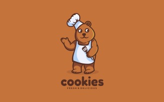 Bear Cooking Mascot Cartoon Logo