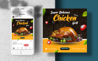 Delicious Chicken Instagram Post Template Banner Social Media