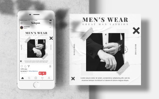 Men Fashion Instagram Post Banner Template Social Media