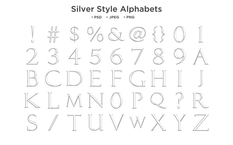 Silver Style Alphabet, Abc Typography Illustration
