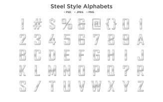 Steel Style Alphabet, Abc Typography