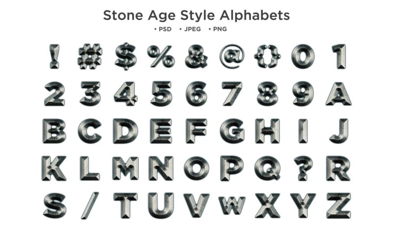 Stone Age Style Alphabet, Abc Typography Illustration