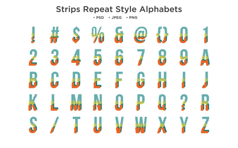 Strips Repeat Style Alphabet, Abc Typography Illustration