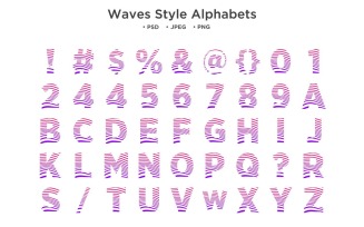 Waves Style Alphabet, Abc Typography