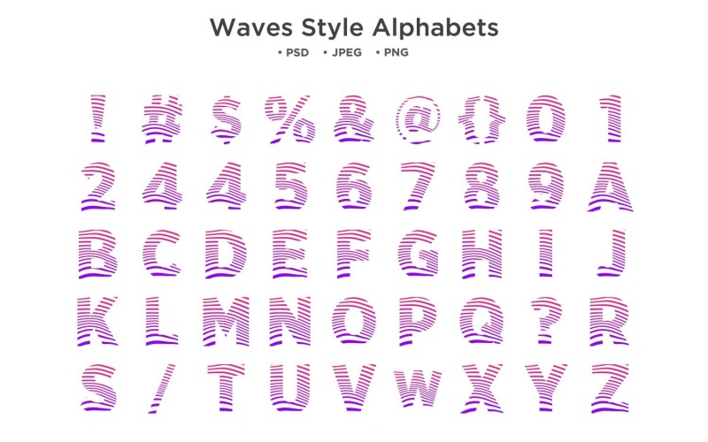 Waves Style Alphabet, Abc Typography Illustration
