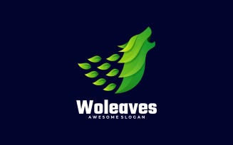 Wolf Leaves Gradient Logo Style