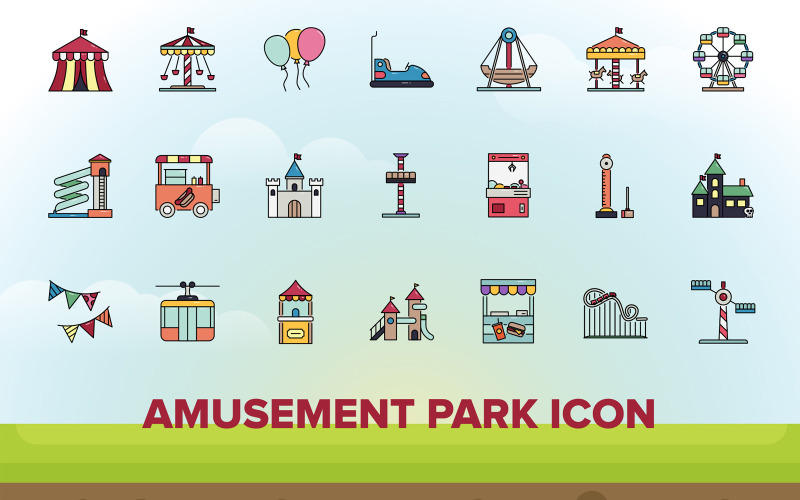 Amusement Park Iconset Template Icon Set