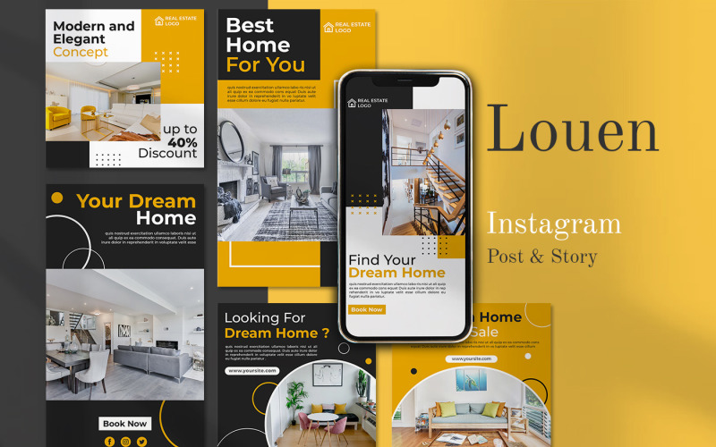 LOUEN - Social Media Post and Instagram Story Template