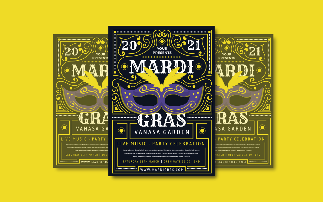 Mask Mardi Gras Flyer - Corporate Identity Template