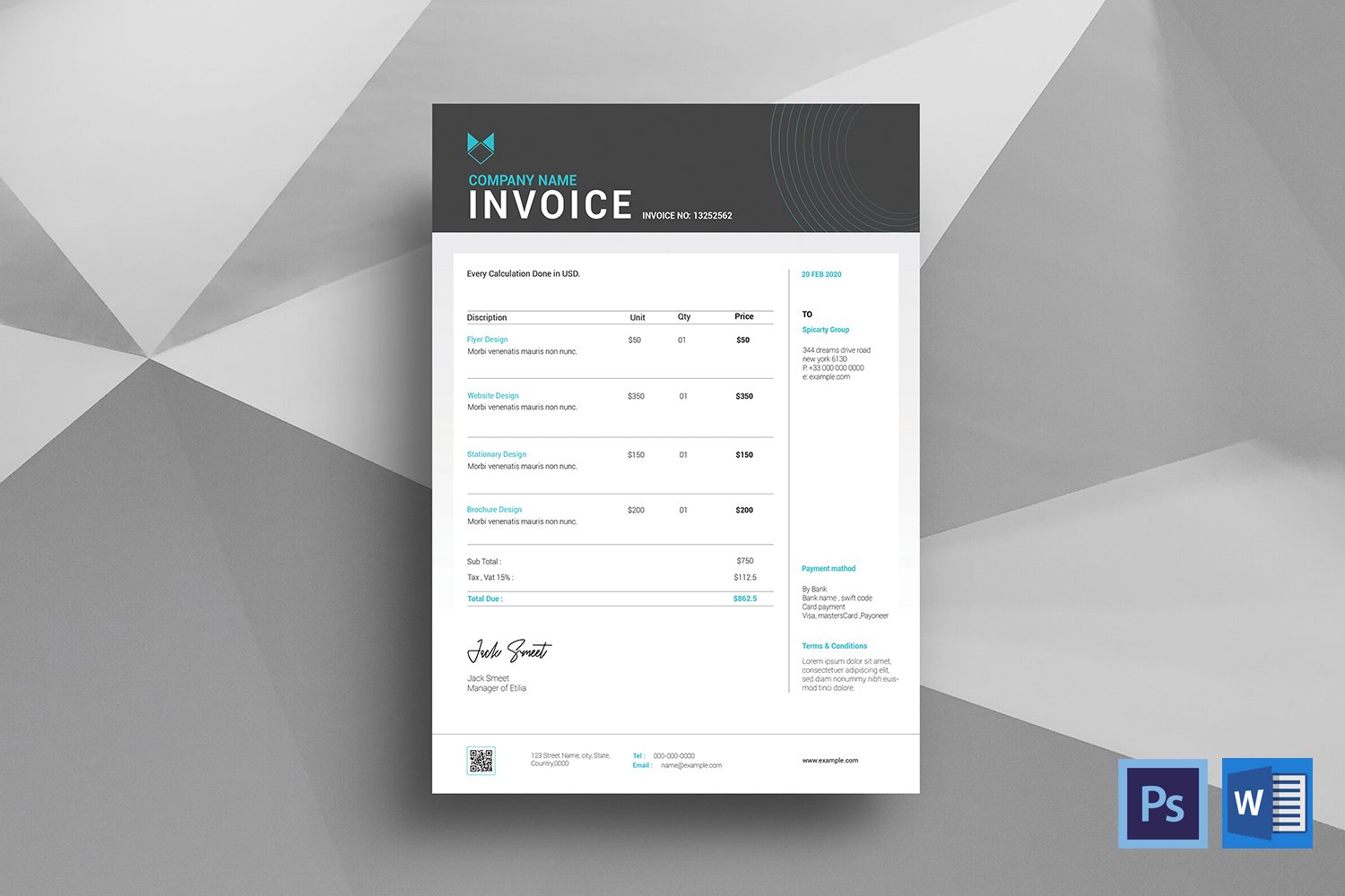 Template #193246 Invoice Template Webdesign Template - Logo template Preview