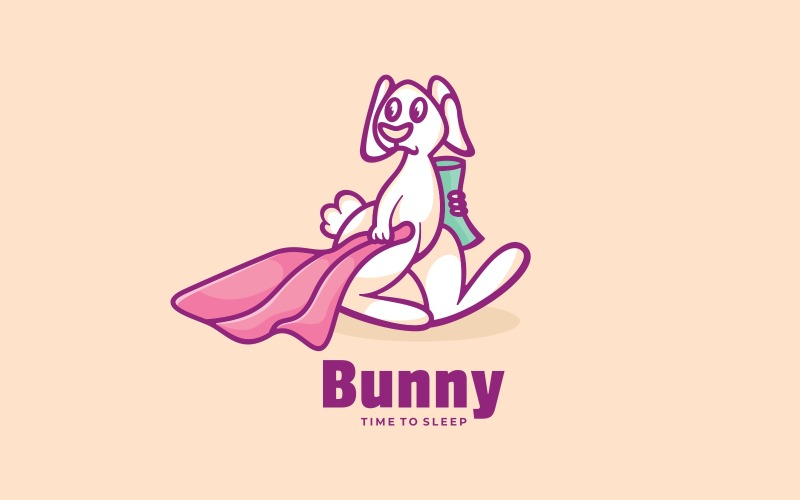 Bunny Go to Sleep Cartoon Logo Logo Template