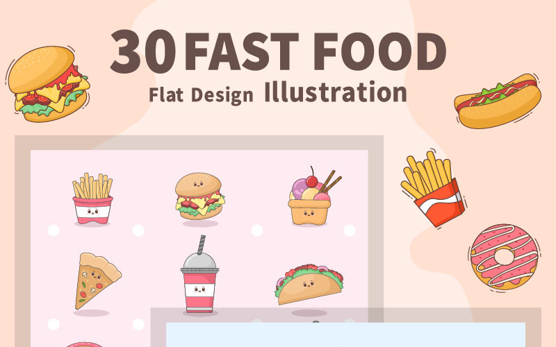 30 Fast food and Burger Vector Illustration