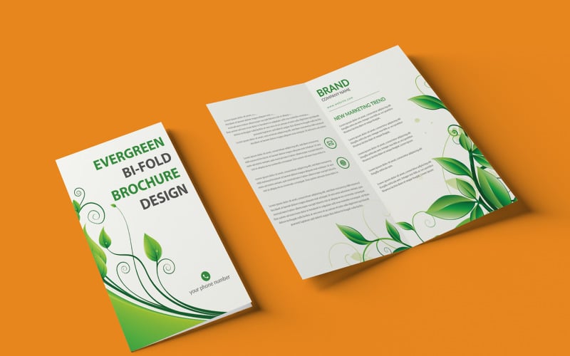 Bi Fold Evergreen Brochure Template Corporate Identity