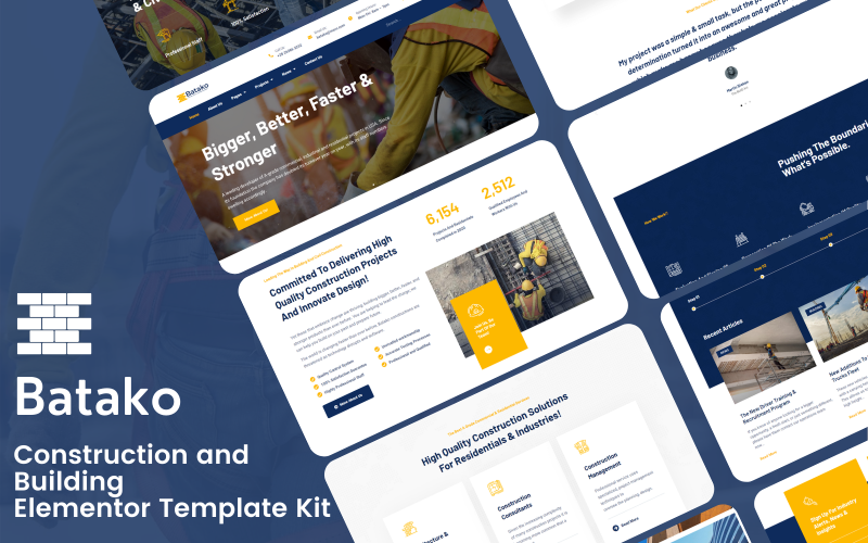 Batako - Construction and Building Elementor Template Kit Elementor Kit